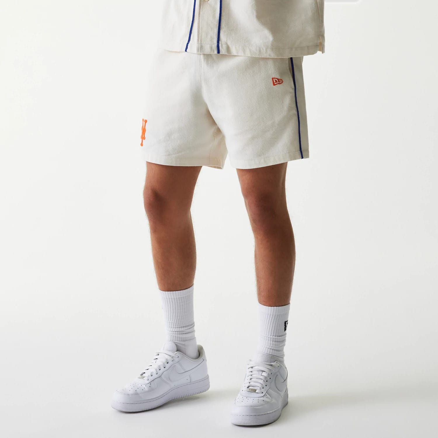 New York Mets MLB Piping Open Cream Shorts-kentox
