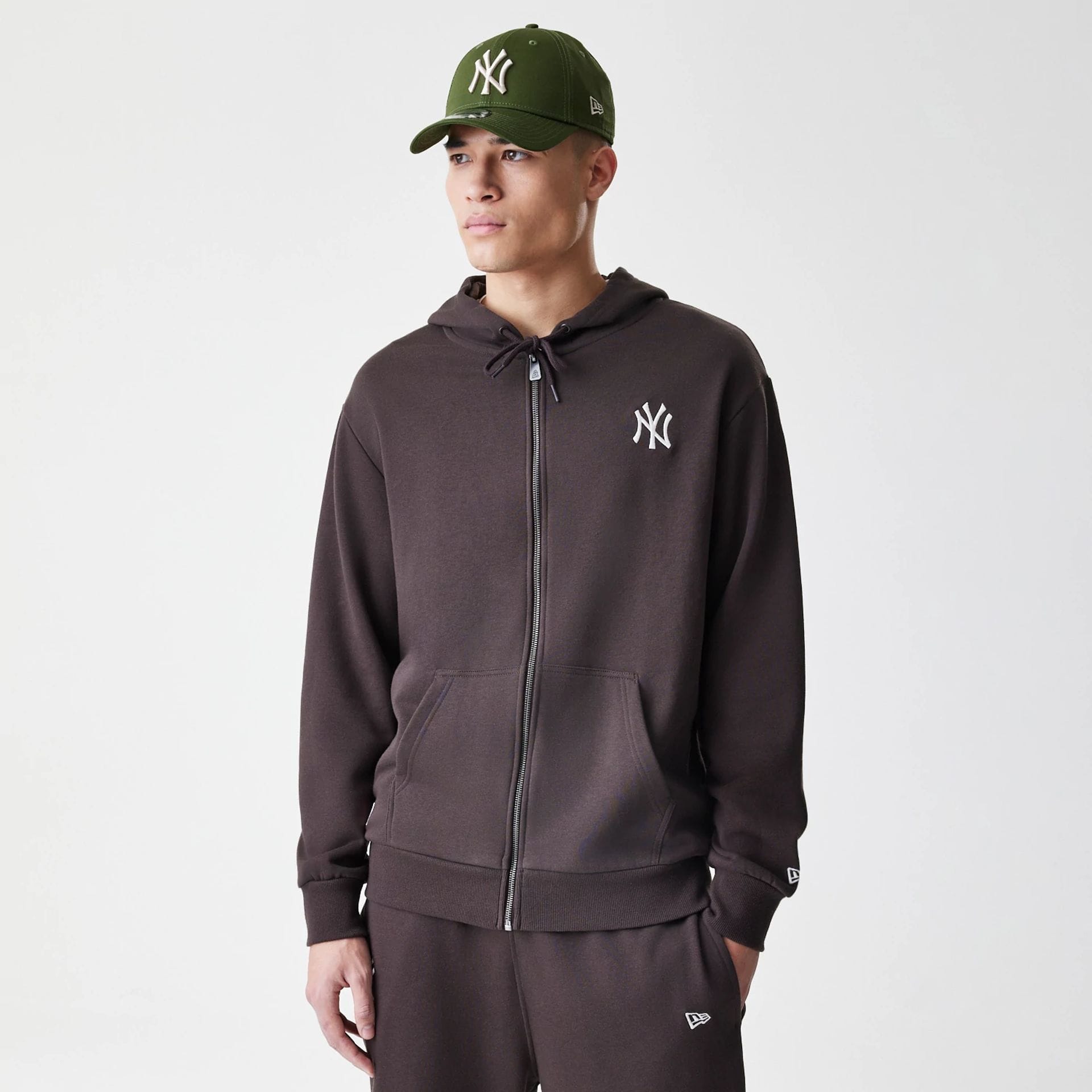 New York Yankees MLB Midi League Essential Dark Brown Full Zip Hoodie-kentox