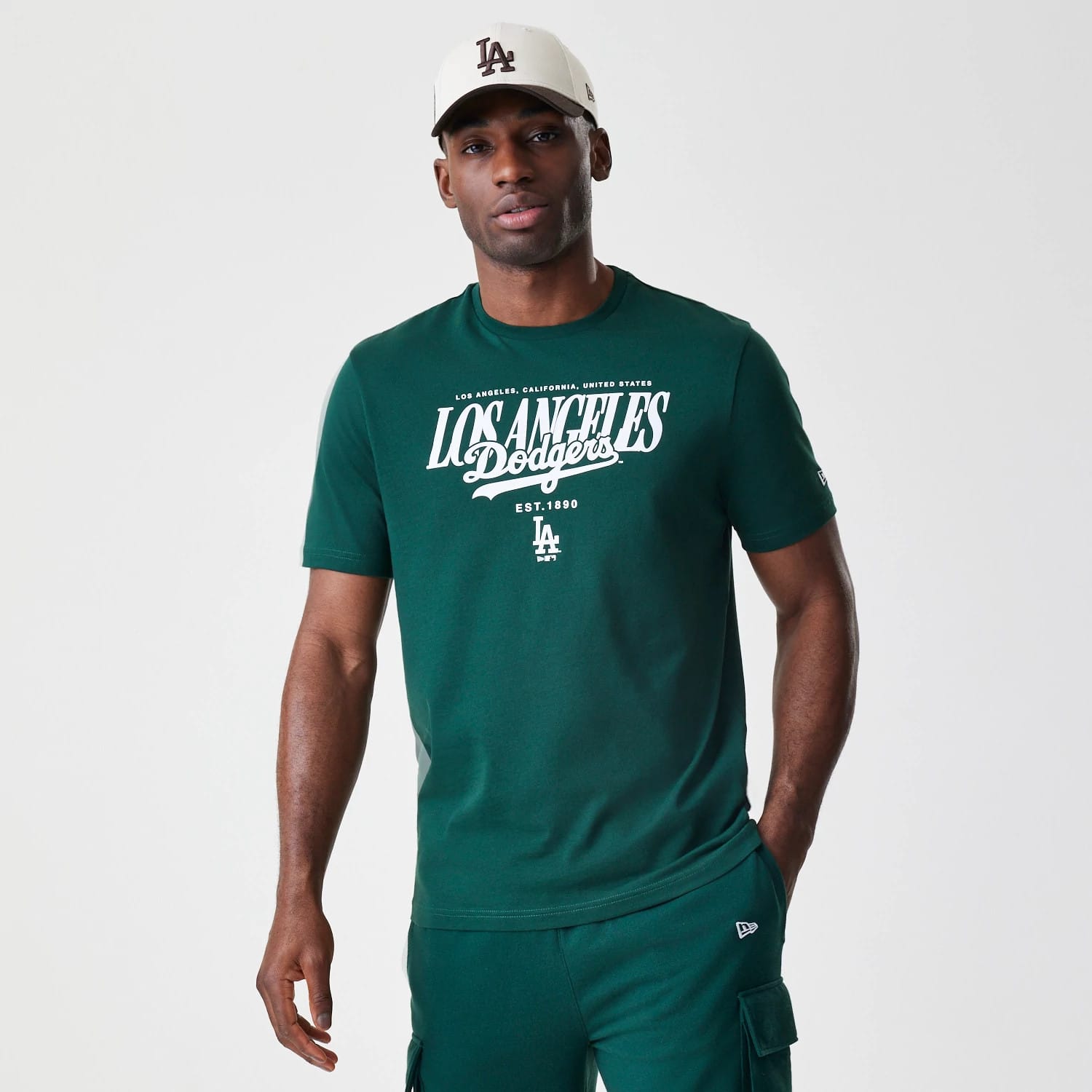 LA Dodgers MLB Script Graphic Dark Green T-Shirt-kentox