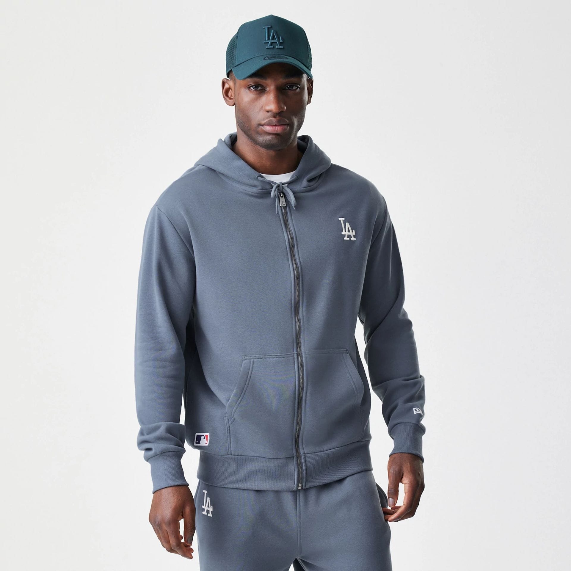 LA Dodgers MLB Midi League Essential Dark Grey Full Zip Hoodie-kentox