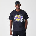 LA Lakers NBA Outline Graphic Navy Oversized T-Shirt-kentox