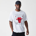 Chicago Bulls NBA Outline Graphic White Oversized T-Shirt-kentox