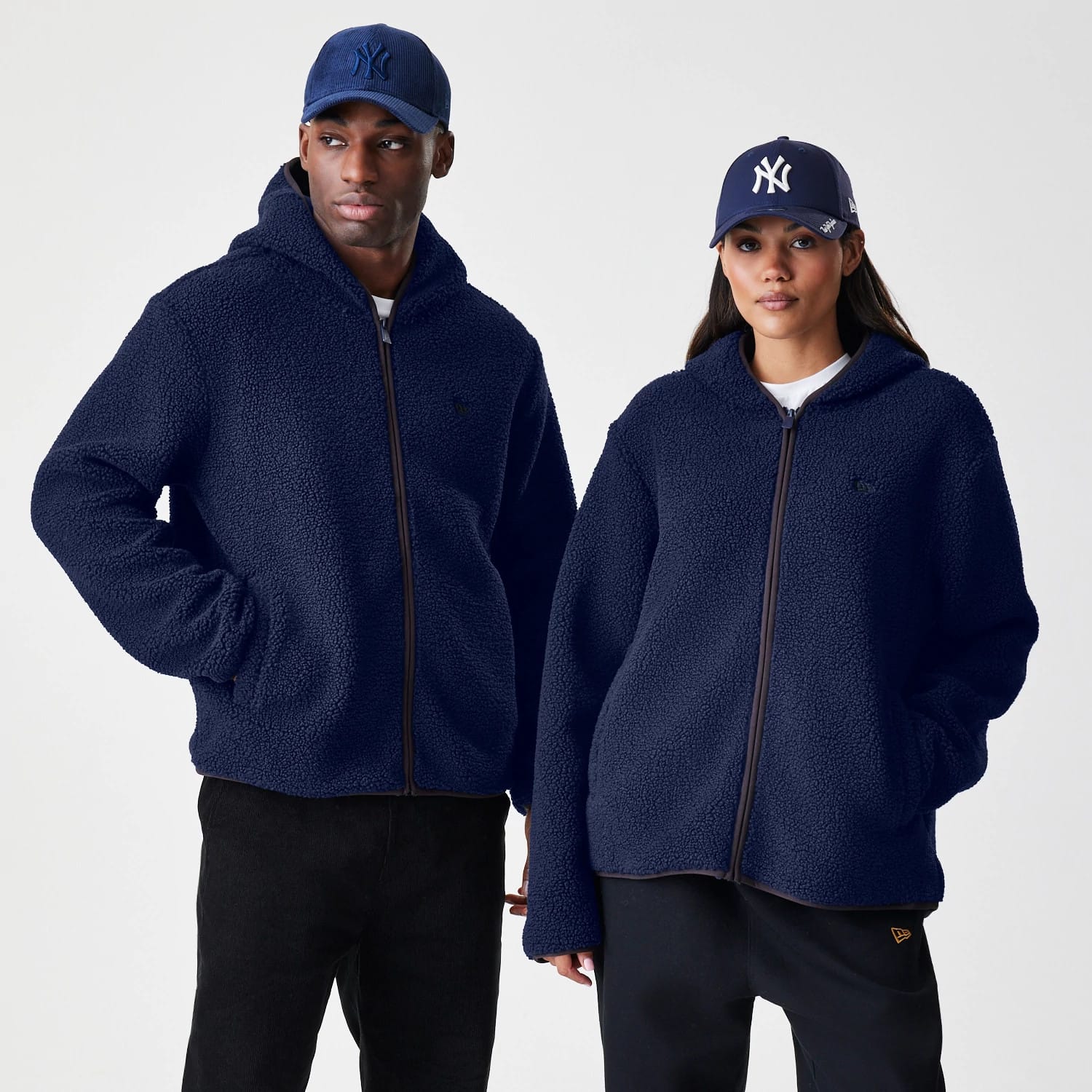 New Era Navy Hooded Sherpa Jacket-kentox
