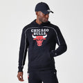 Chicago Bulls NBA Piping Stripe Black Oversized Pullover Hoodie-kentox