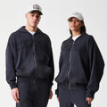 New Era Washed Black Oversized Full Zip Hoodie-kentox