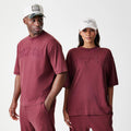 New Era Washed Dark Red Oversized T-Shirt-kentox