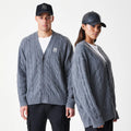 New York Yankees MLB Cable Knit Dark Grey Cardigan-kentox