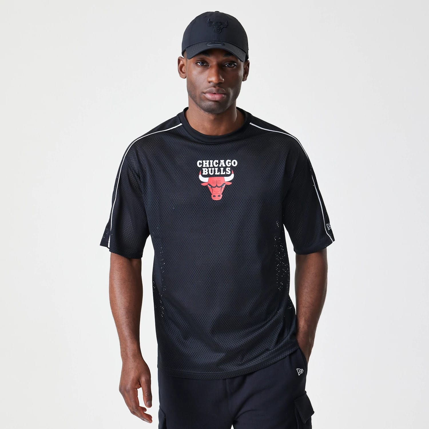 Chicago Bulls NBA Piping Black Oversized T-Shirt-kentox