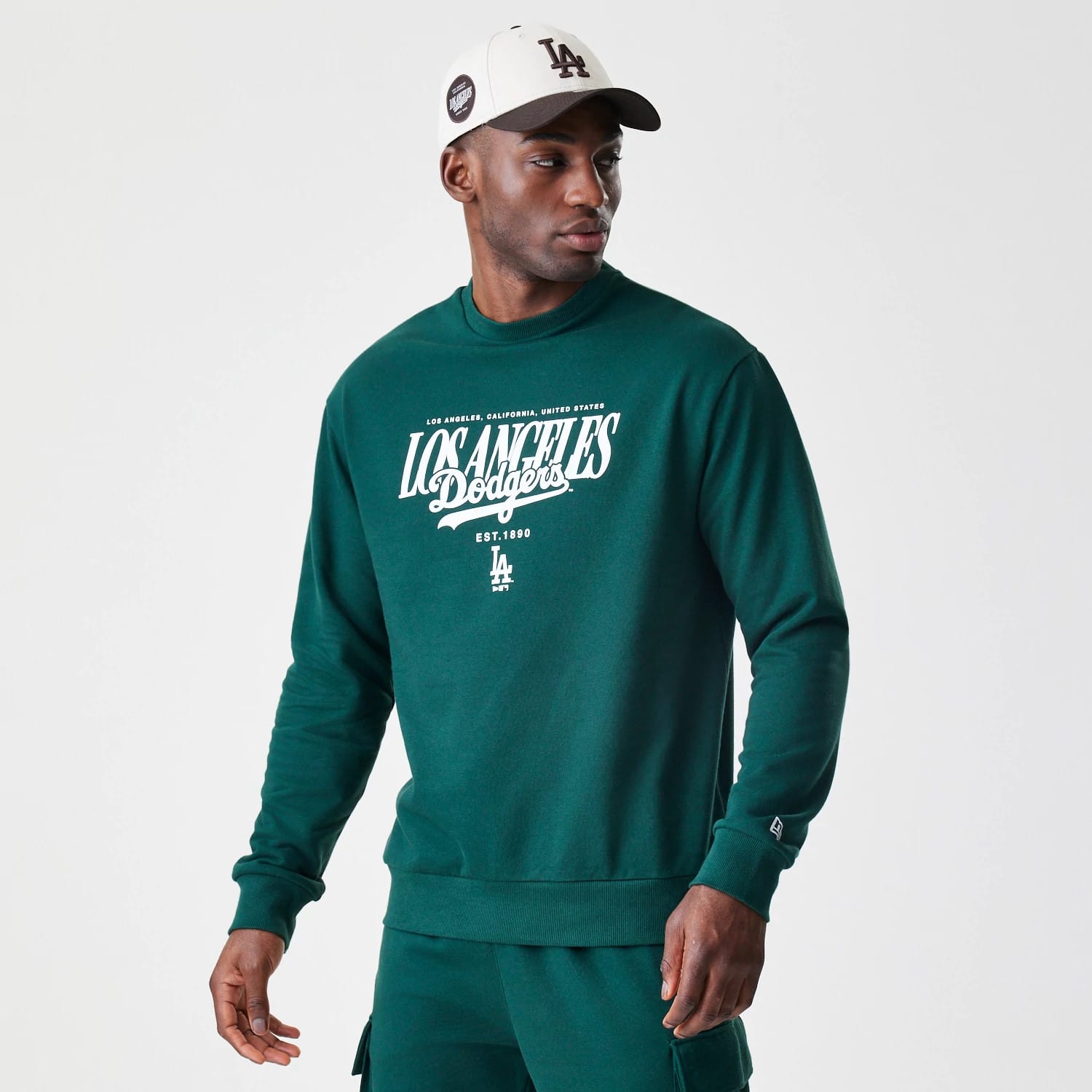 LA Dodgers MLB Script Dark Green Crew Neck Sweater-kentox
