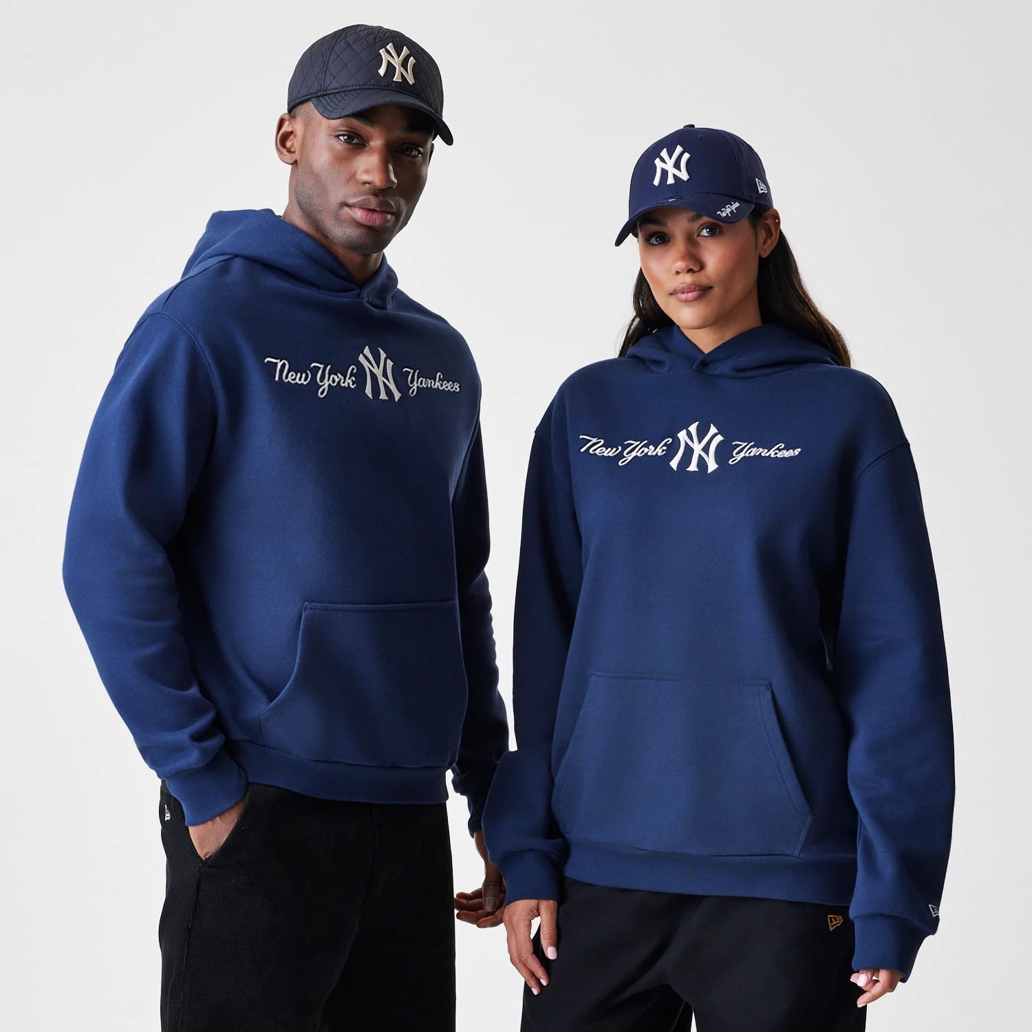 New York Yankees MLB Script Navy Oversized Pullover Hoodie-kentox