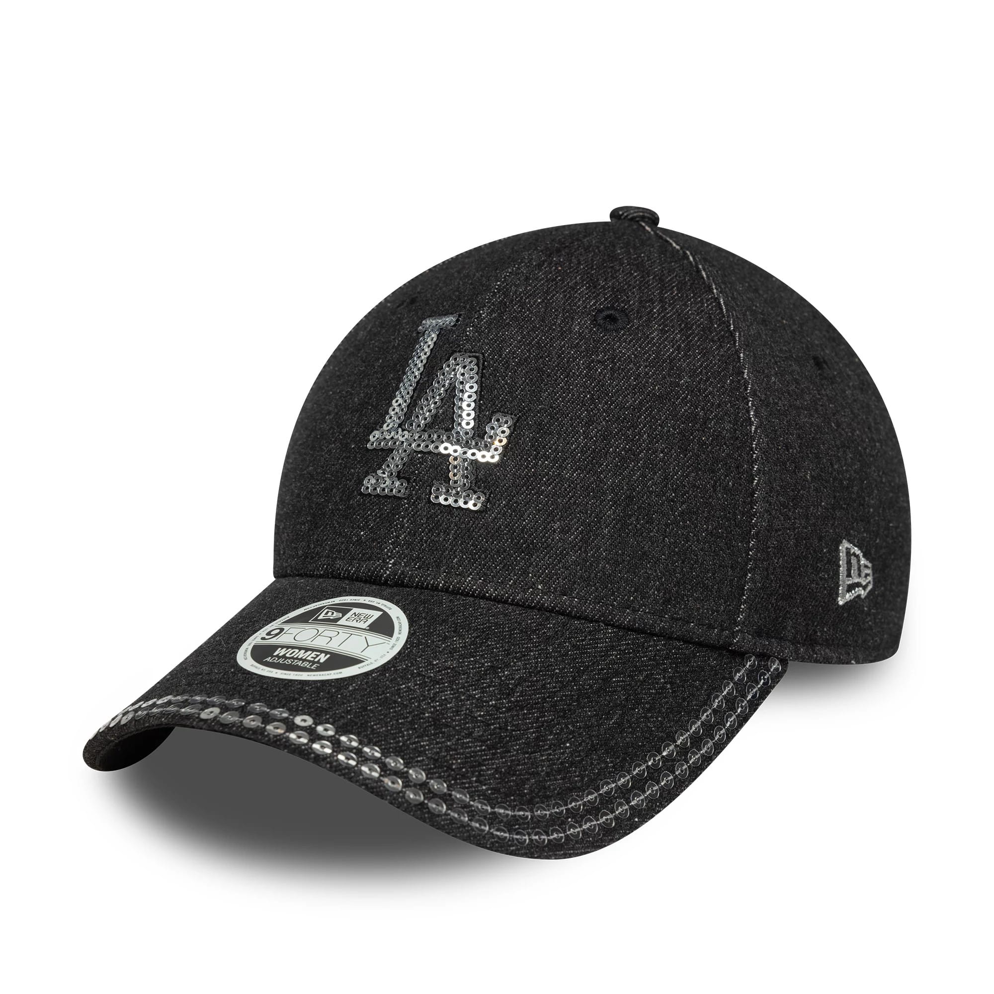 LA Dodgers Womens MLB Sequin Black 9FORTY Adjustable Cap-kentox