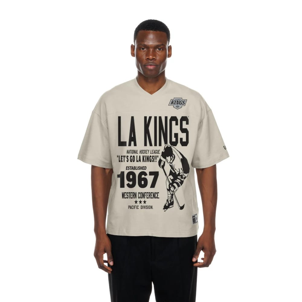 LA Kings NHL Throwback Prep Light Beige T-Shirt-kentox