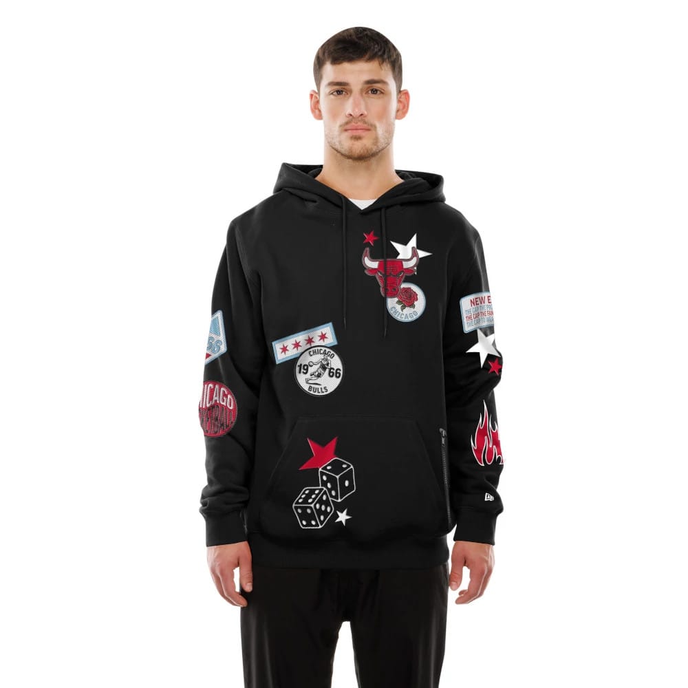 Chicago Bulls NBA x Uptown Threads Black Pullover Hoodie-kentox
