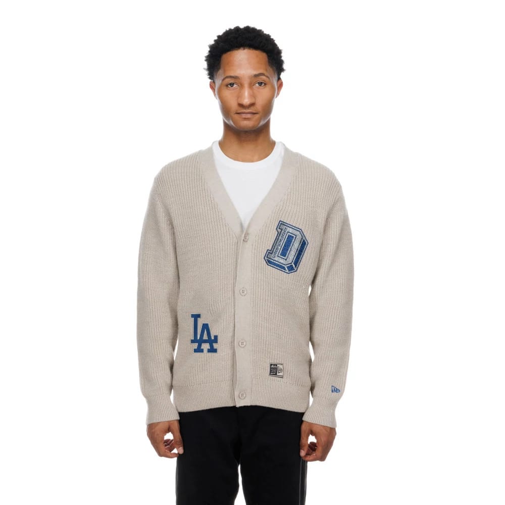 LA Dodgers MLB Throwback Prep Light Beige Cardigan-kentox
