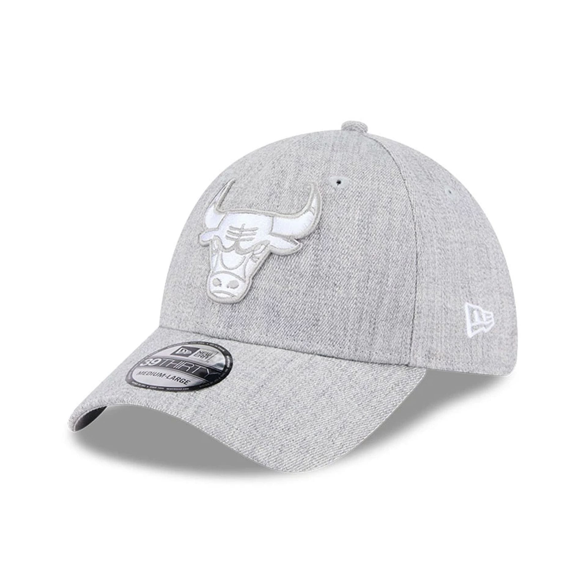 Chicago Bulls NBA Heather Grey 39THIRTY Stretch Fit Cap-kentox