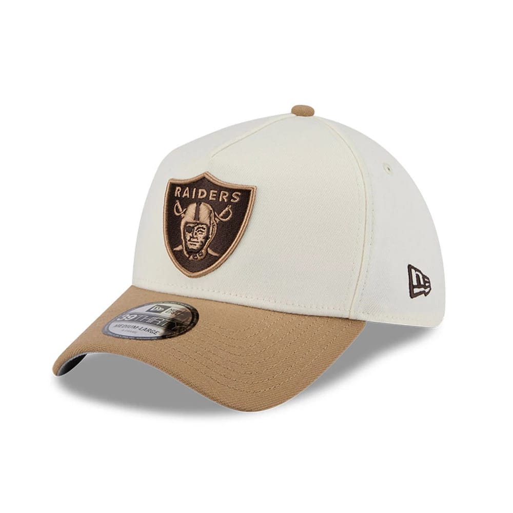 Las Vegas Raiders NFL Sandy Bay White 39THIRTY A-Frame Stretch Fit Cap-kentox