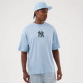 New York Yankees MLB Mesh Infill Pastel Blue Oversized T-Shirt-kentox