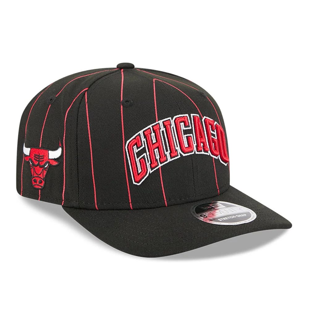 Chicago Bulls NBA Statement Black 9SEVENTY Stretch Snap Adjustable Cap-kentox