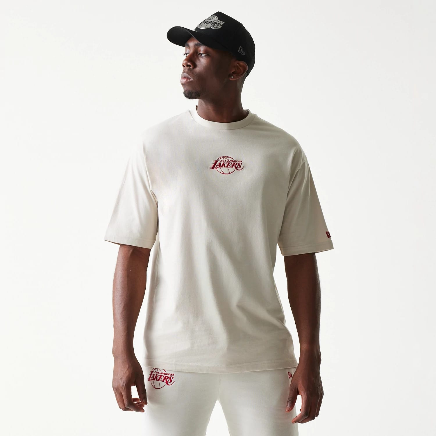 LA Lakers NBA League Essential Cream Oversized T-Shirt-kentox