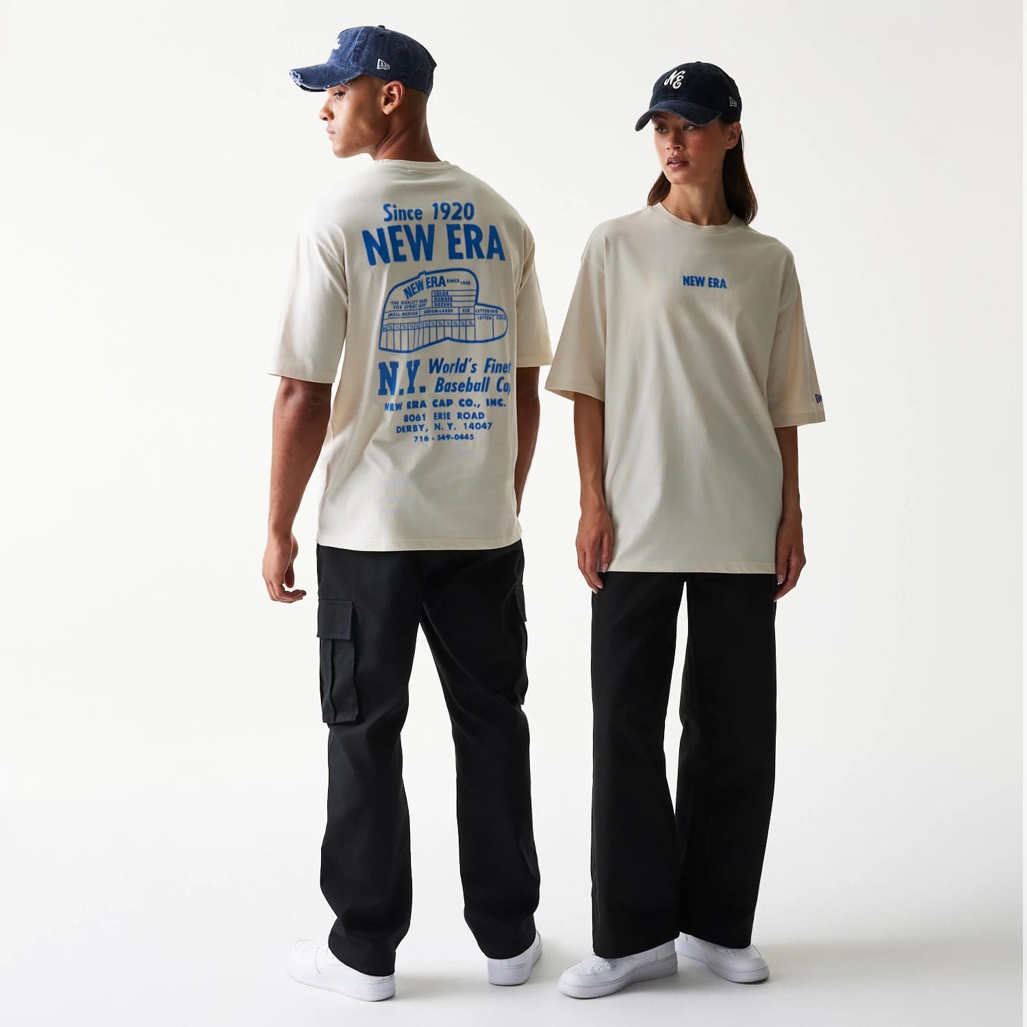 New Era Graphic Light Beige Oversized T-Shirt-kentox