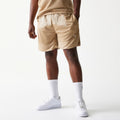 New Era Mesh Graphic Light Beige Oversized Shorts-kentox