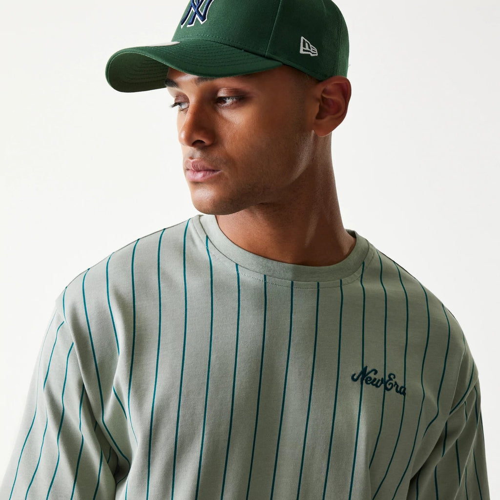 New Era Pinstripe Pastel Green Oversized T-Shirt-kentox