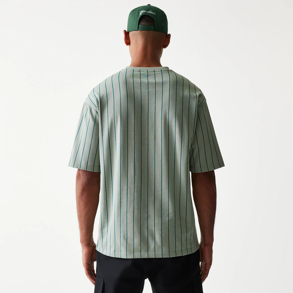 New Era Pinstripe Pastel Green Oversized T-Shirt-kentox