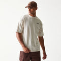 New Era Pinstripe Light Beige Oversized T-Shirt-kentox