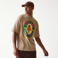 New Era Orange Fruit Graphic Light Beige Oversized T-Shirt-kentox