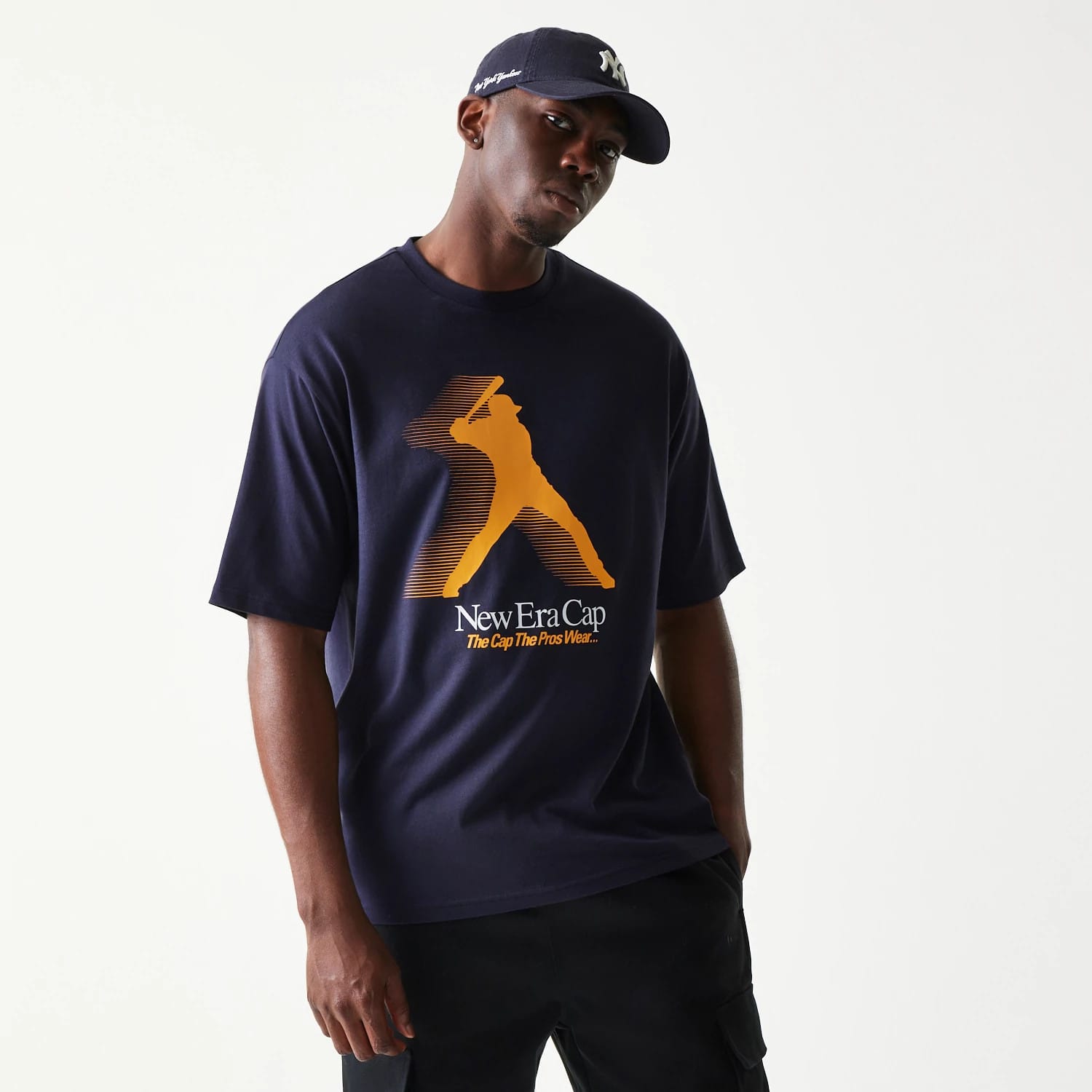 New Era Baseball Player Graphic Navy Oversized T-Shirt-kentox