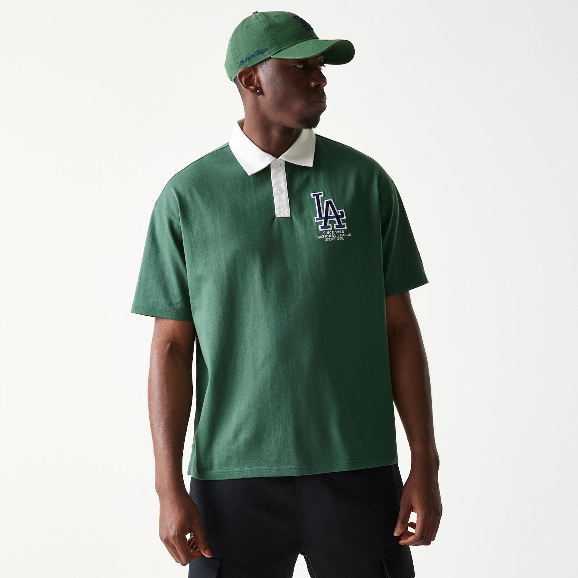 LA Dodgers MLB Dark Green Oversized Polo T-Shirt-kentox