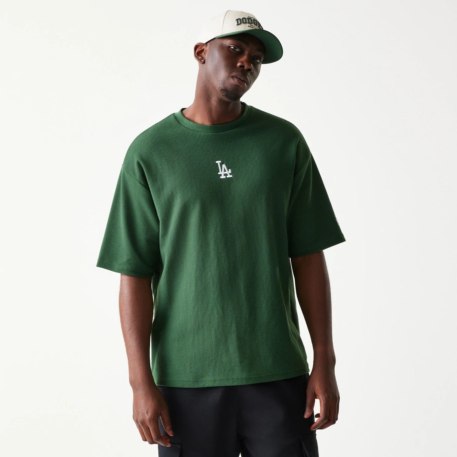 LA Dodgers MLB Waffle Dark Green Oversized T-Shirt-kentox