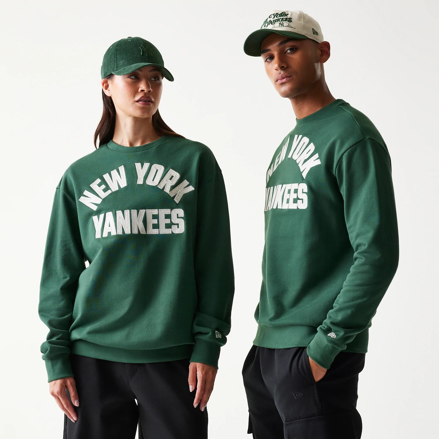 New York Yankees MLB Graphic Dark Green Oversized Crew Neck Sweater-kentox
