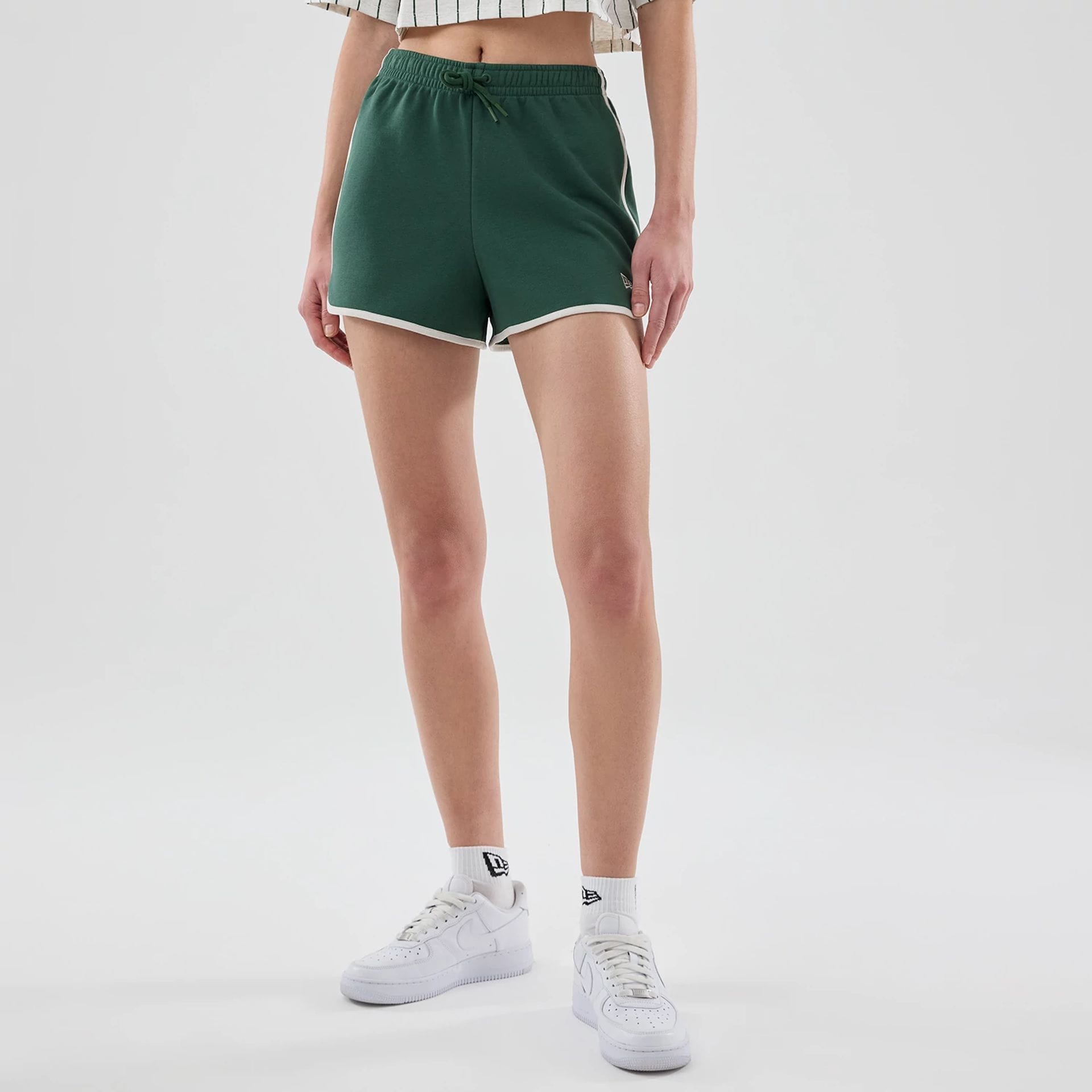 Womens New Era Dark Green Track Shorts-kentox