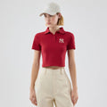 New York Yankees Womens MLB Dark Red Cropped Slim Polo T-shirt-kentox