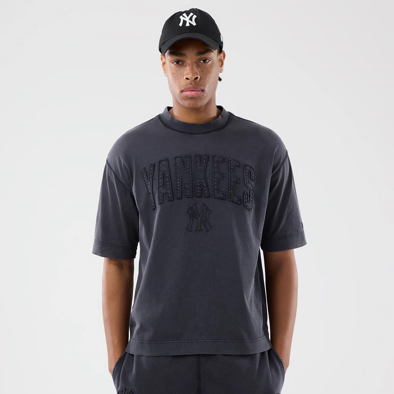 New York Yankees MLB Washed Black T-Shirt-kentox