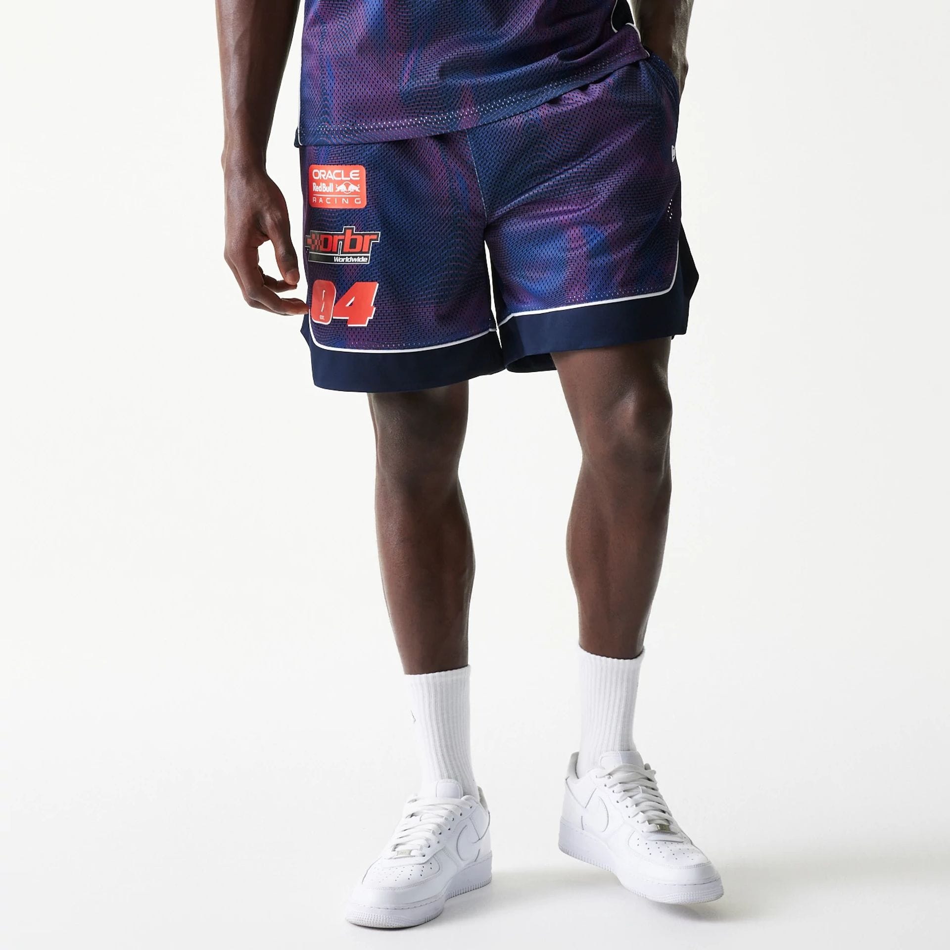 Red Bull Racing Dark Blue Oversized Mesh Shorts-kentox
