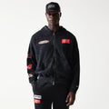 Red Bull Racing Graphic Black Dropped Shoulder Full Zip Hoodie-kentox