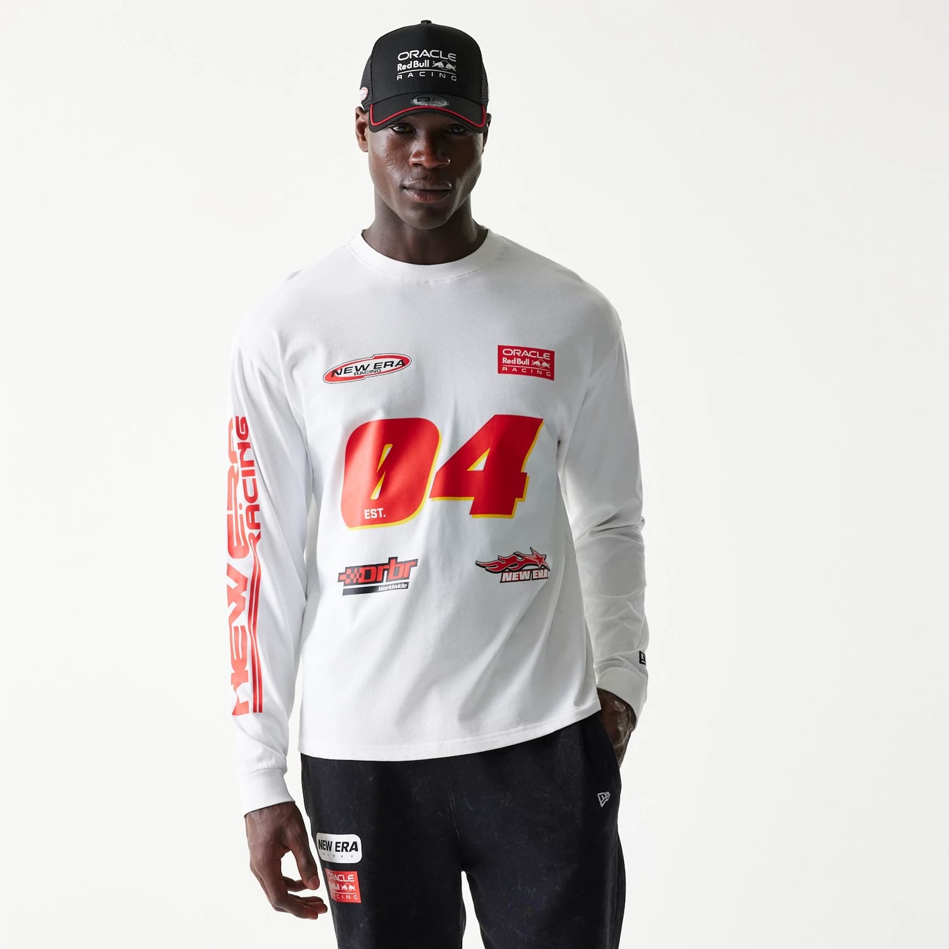 Red Bull Racing Graphic White Long Sleeve T-Shirt-kentox