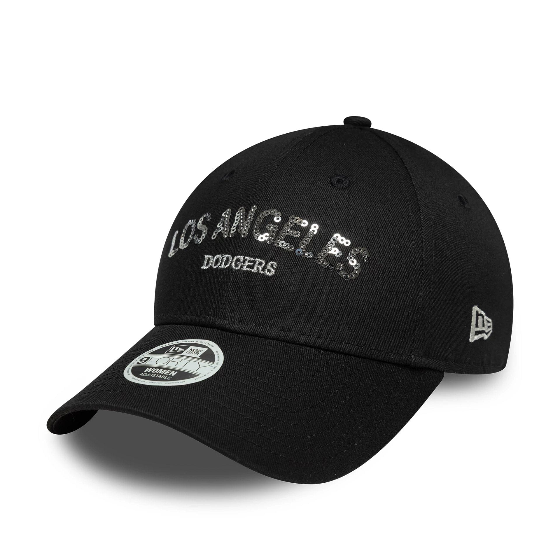 LA Dodgers Womens MLB Sequin Wordmark Black 9FORTY Cap-kentox