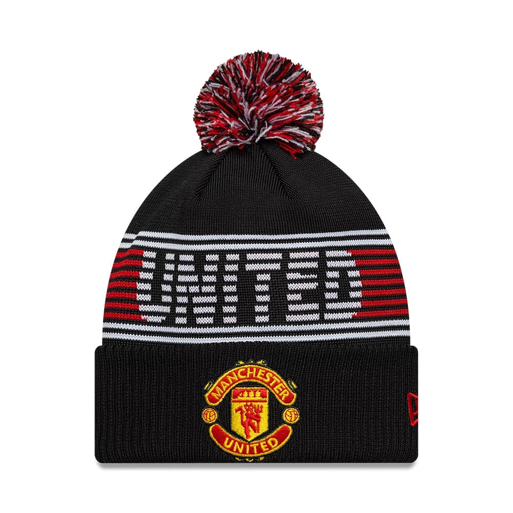 Manchester United FC Black Bobble Knit Beanie Hat-kentox