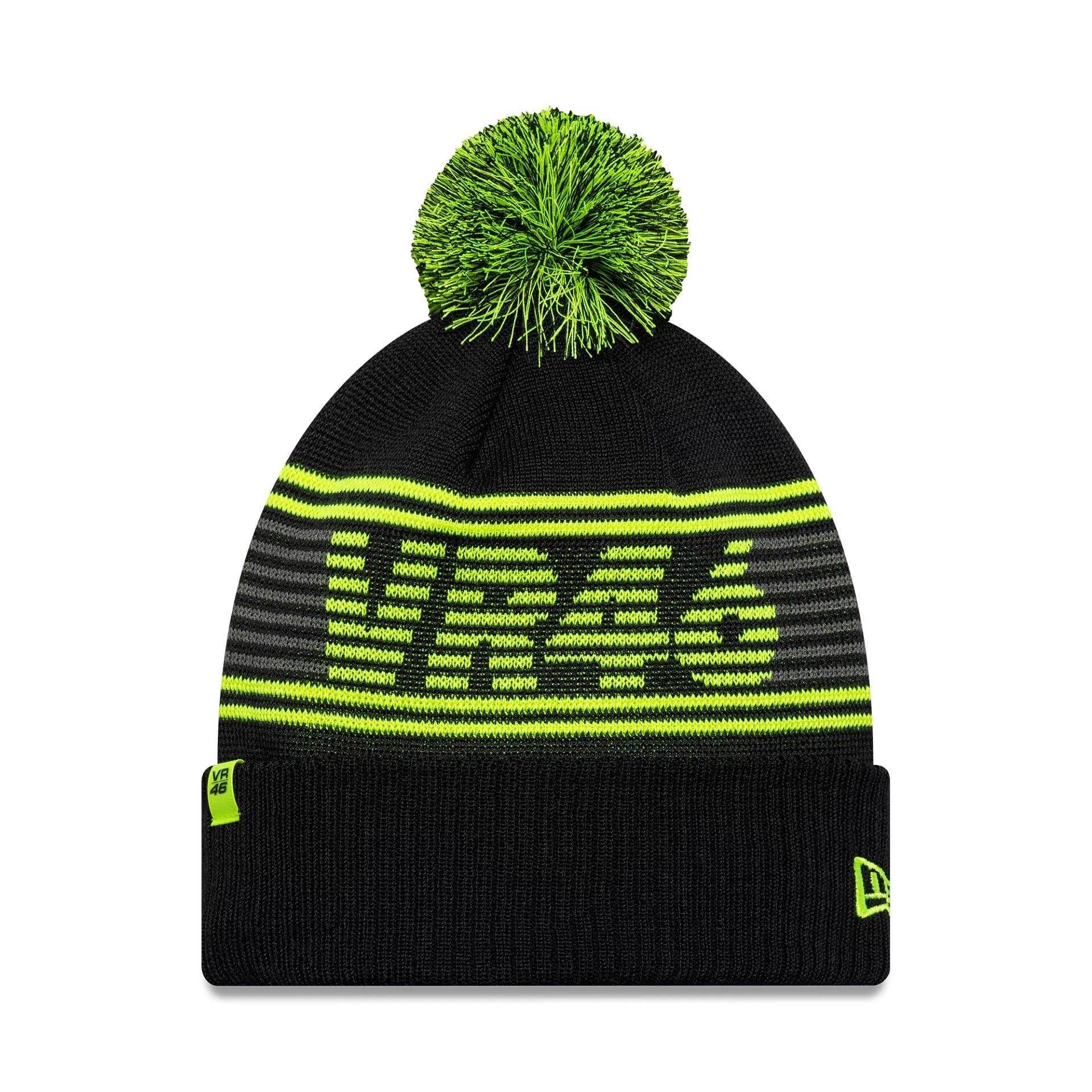 VR46 Recycled Black Bobble Knit Beanie Hat-kentox