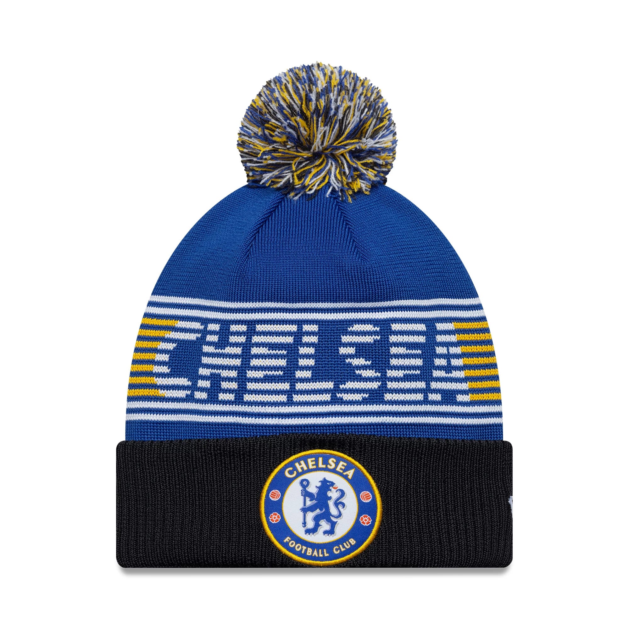 Chelsea FC Lion Crest Blue Bobble Knit Beanie Hat-kentox