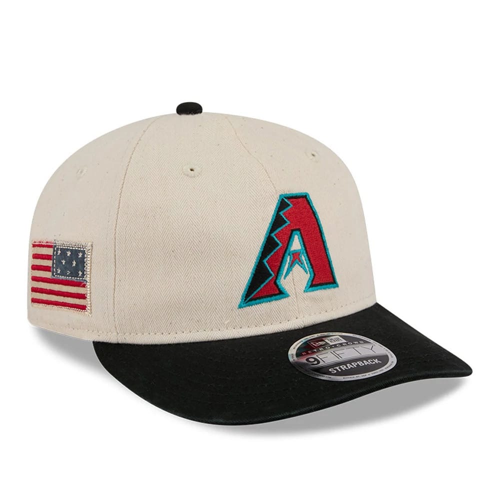 Arizona Diamondbacks MLB Americana Herringbone White Retro Crown 9FIFTY Adjustable Cap-kentox