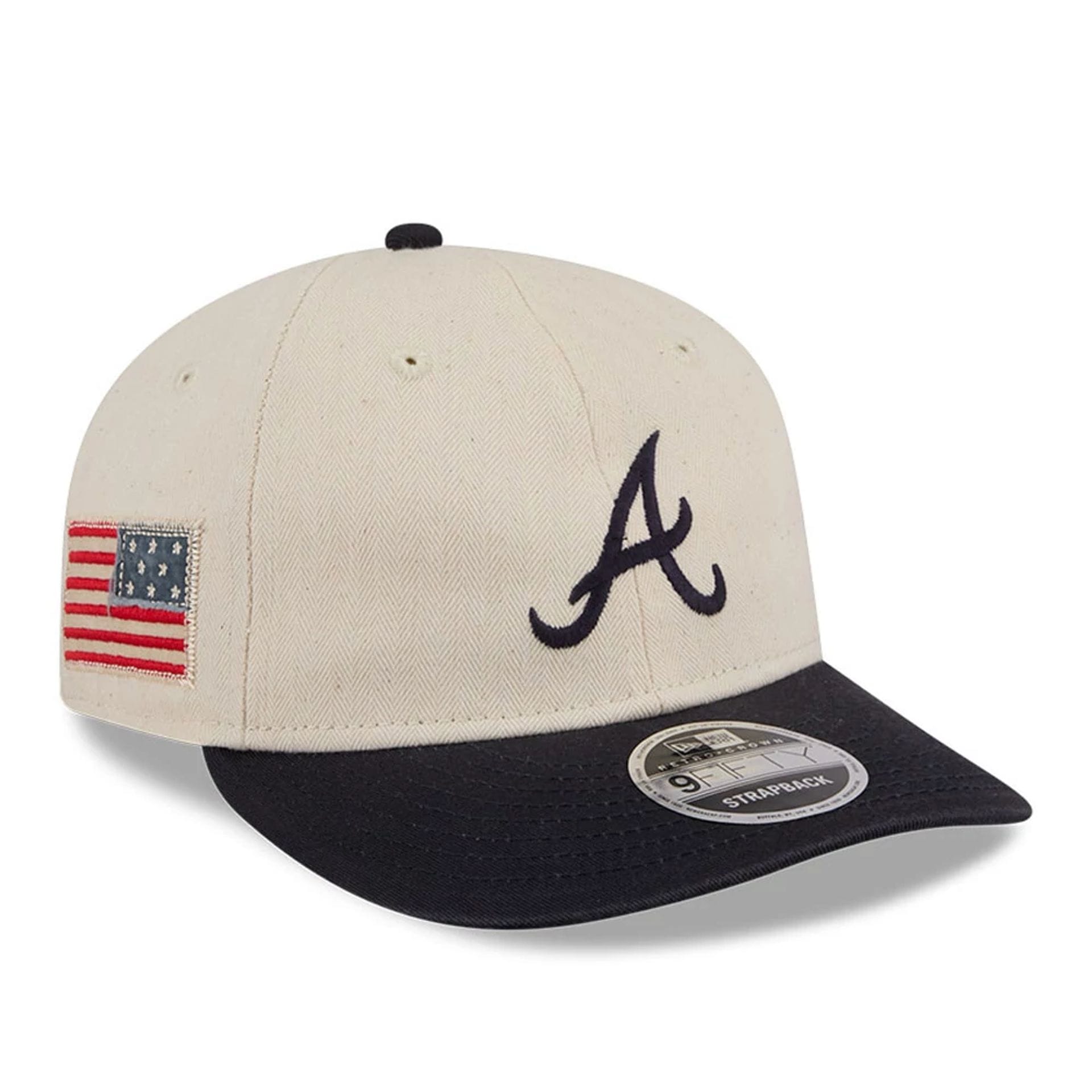 Atlanta Braves MLB Americana Herringbone White Retro Crown 9FIFTY Adjustable Cap-kentox