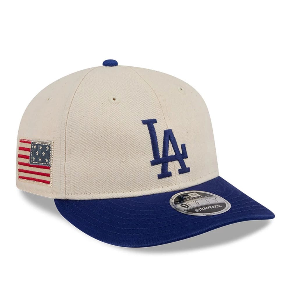 LA Dodgers MLB Americana Herringbone Dark White Retro Crown 9FIFTY Adjustable Cap-kentox