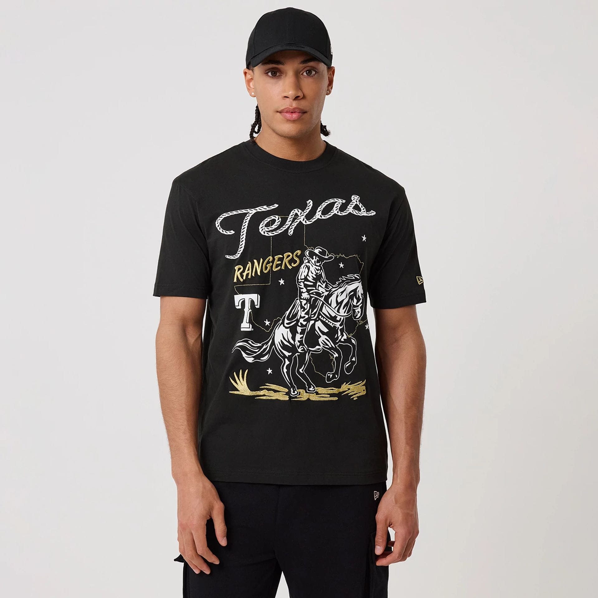 Texas Rangers MLB Cowboy Graphic Black T-Shirt-kentox