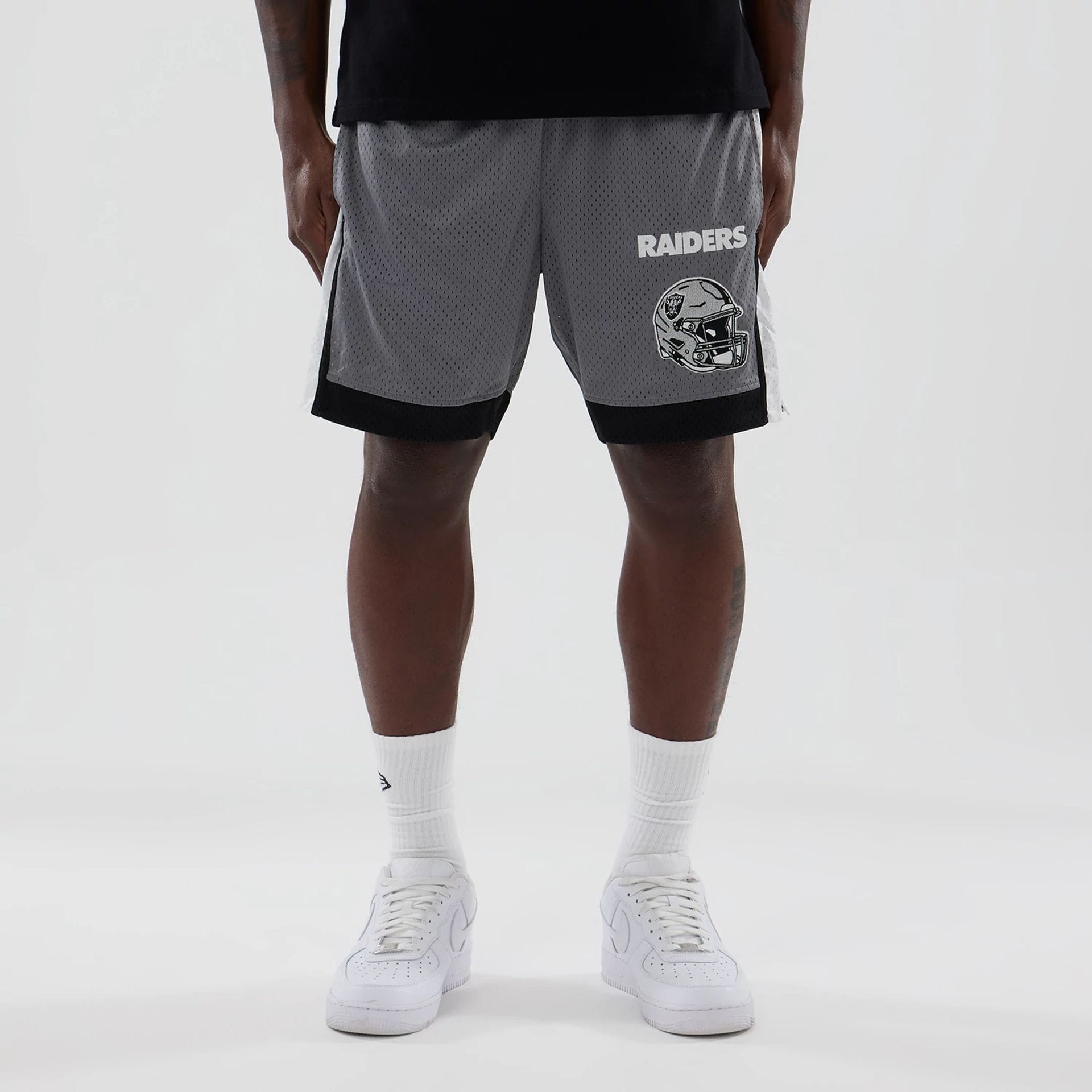 Las Vegas Raiders NFL Grey Mesh Shorts-kentox