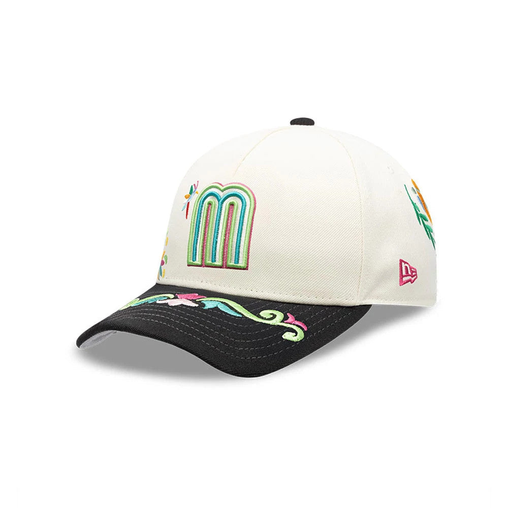 Mexico WBC Latin Embroidery White 9FORTY M-Crown A-Frame Adjustable Cap-kentox