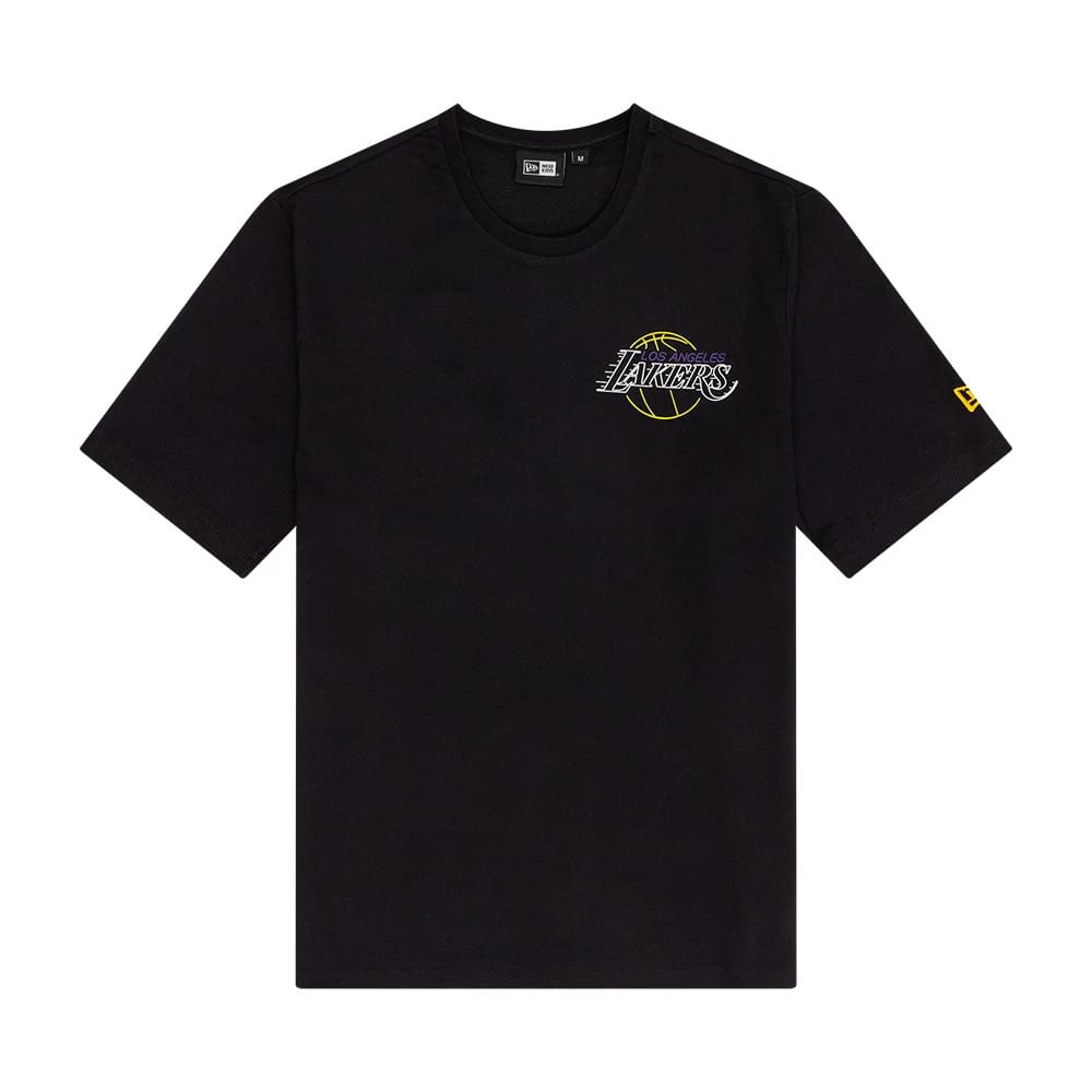 LA Lakers NBA Neon Graphic Black T-Shirt-kentox